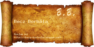 Becz Borbála névjegykártya